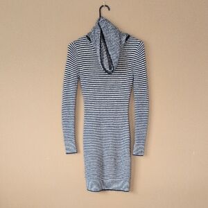 H&M Striped Long Sleeve Turtleneck Sweater Dress